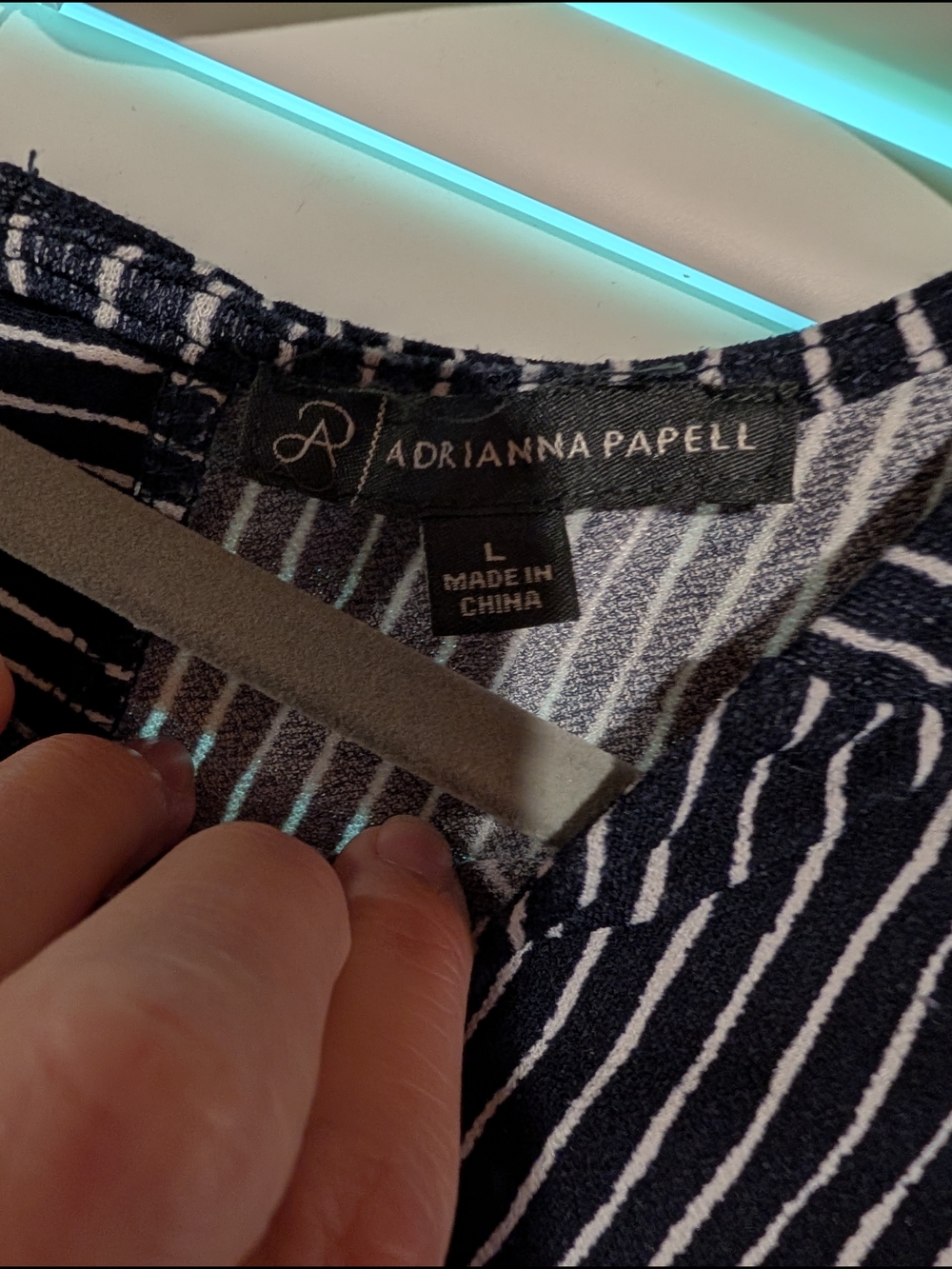 Adrianna Papell Navy Striped & White And Tan, Black, And White Blouses - Picture 5 of 6